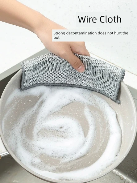 Çift Katmanlı Kalınlaştırılmış Bulaşık Bezi Çelik Teli - Özel Kalın [8 Adet] - Resim 2