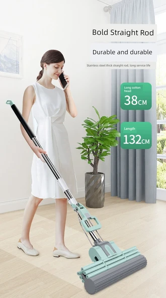 Sünger Paspas - Tek Tuşla Başlık Değişimi - 38cm Üç Sıra 1 Başlıklı (Çay Yeşili) - Resim 12