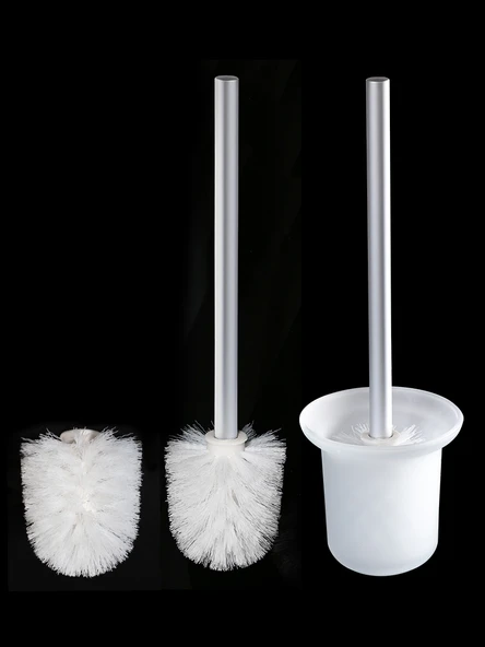 Yuvarlak Tuvalet Fırçası Yedek Başlığı - 40cm Çubuk + 1 Adet Beyaz Fırça Başlığı - 2