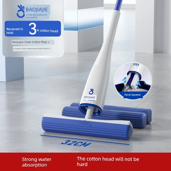 Kollodyon Pamuklu Sünger Mop - 3 Başlıklı