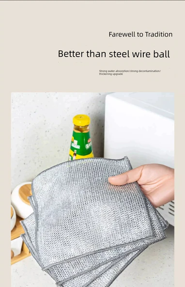 Çift Katmanlı Kalınlaştırılmış Bulaşık Bezi Çelik Teli - Özel Kalın [8 Adet] - Resim 9