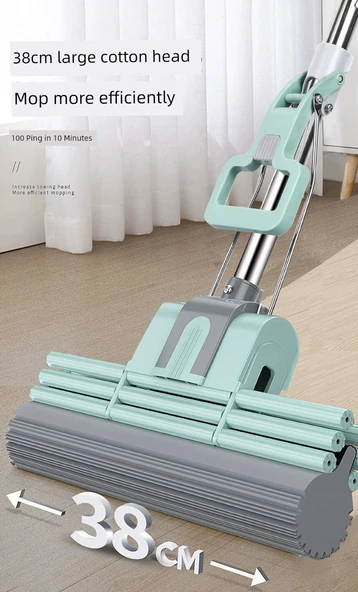 Sünger Paspas - Tek Tuşla Başlık Değişimi - 38cm Üç Sıra 1 Başlıklı (Çay Yeşili) - Resim 10