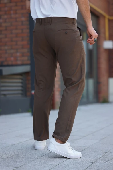 Mero Life Erkek Açık Kahverengi Italyan Kesim Slim Fit Kaliteli Esnek Likralı Bilek Boy Kumaş Pantolon - 5