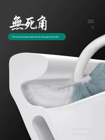 Uzun Saplı Duvara Monte Kancalı Tuvalet Fırçası - Mavi (2 Adet) - Resim 11