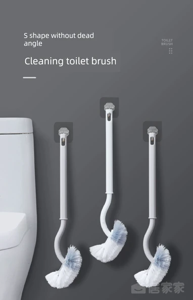 Uzun Saplı Duvara Monte Kancalı Tuvalet Fırçası - Mavi (2 Adet) - Resim 7