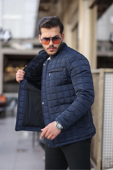 Mero Life Erkek Lacivert İçi Kürklü Şişme Mont & Kaban Su Itici Rüzgar Geçirmez Kapitone Klasik Comfort - 2