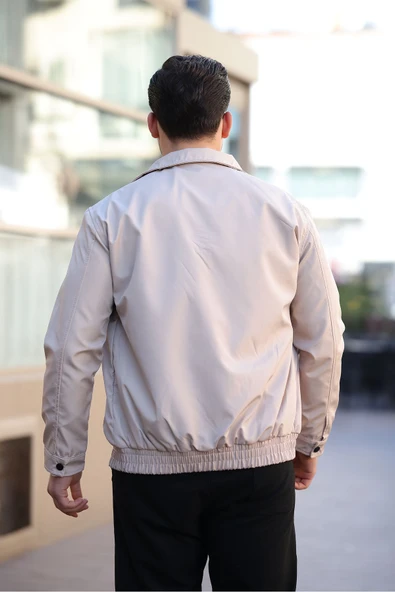 Mero Life Erkek Taş Su ve Rüzgar Geçirmez Oversize Rahat Kesim Bel Lastikli Astarlı Mevsimlik Mont - 4