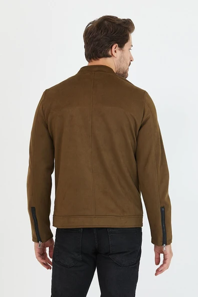 Mero Life Erkek Haki Dar Kesim Süet Ceket - 6