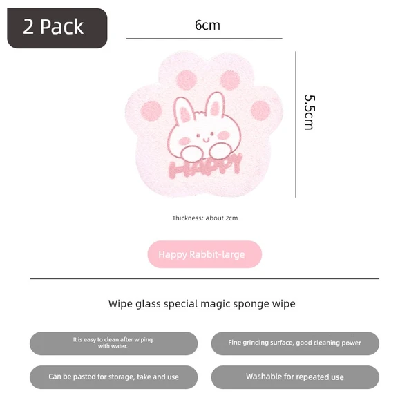 Ayna Temizleme Süngeri - 2'li Paket - Mutlu Tavşan Büyük Boy