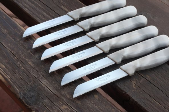 SOLİNGEN MEYVE SEBZE BIÇAĞI MERMER DESEN12 ADET TIRTIKLI - Resim 2