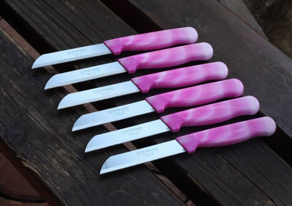 SOLİNGEN MEYVE SEBZE BIÇAĞI MERMER DESEN12 ADET TIRTIKLI - Resim 3