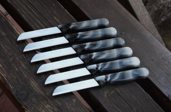 SOLİNGEN MEYVE SEBZE BIÇAĞI MERMER DESEN12 ADET TIRTIKLI - Resim 7