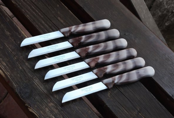 SOLİNGEN MEYVE SEBZE BIÇAĞI MERMER DESEN12 ADET TIRTIKLI - Resim 9