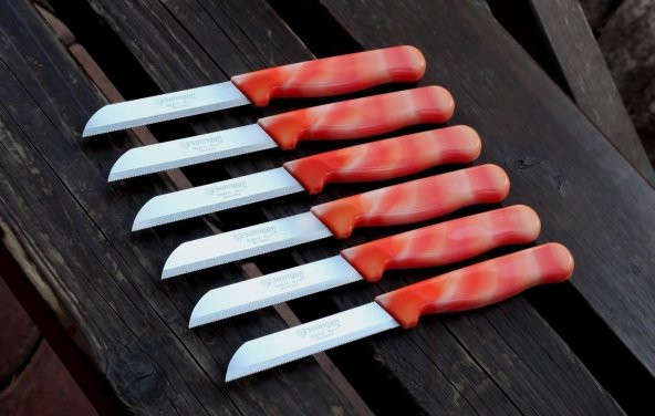 SOLİNGEN MEYVE SEBZE BIÇAĞI MERMER DESEN 6 ADET TIRTIKLI - Resim 10