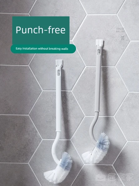 Uzun Saplı Duvara Monte Kancalı Tuvalet Fırçası - Mavi (2 Adet) - Resim 12