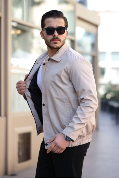 Mero Life Erkek Taş Su ve Rüzgar Geçirmez Oversize Rahat Kesim Bel Lastikli Astarlı Mevsimlik Mont