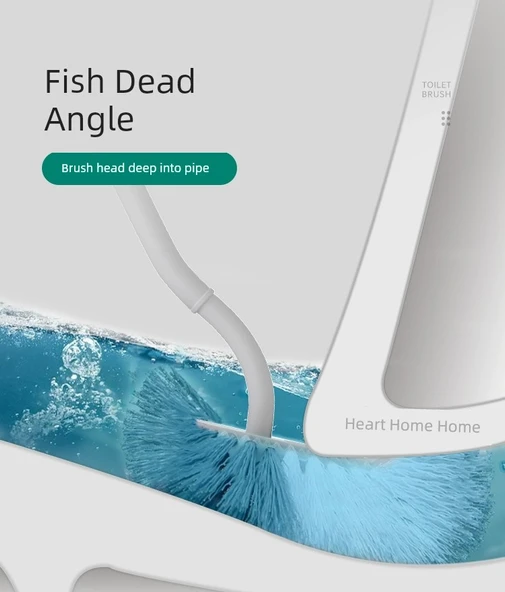 Uzun Saplı Duvara Monte Kancalı Tuvalet Fırçası - Mavi (2 Adet) - Resim 10