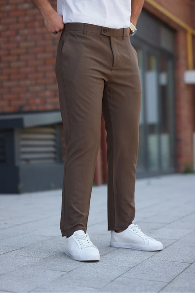Mero Life Erkek Açık Kahverengi Italyan Kesim Slim Fit Kaliteli Esnek Likralı Bilek Boy Kumaş Pantolon - 2