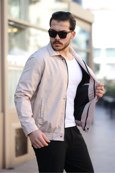 Mero Life Erkek Taş Su ve Rüzgar Geçirmez Oversize Rahat Kesim Bel Lastikli Astarlı Mevsimlik Mont - 2