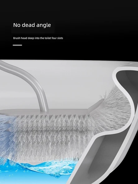 Uzun Saplı Duvara Monte Kancalı Tuvalet Fırçası - Mavi (2 Adet) - Resim 3
