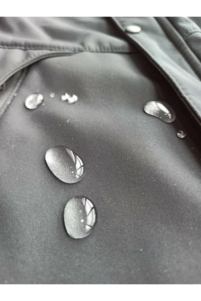 Mero Life Erkek Siyah Kapüşonlu Outdoor Su Ve Rüzgar Geçirmez Softshell Spor Mont - 6