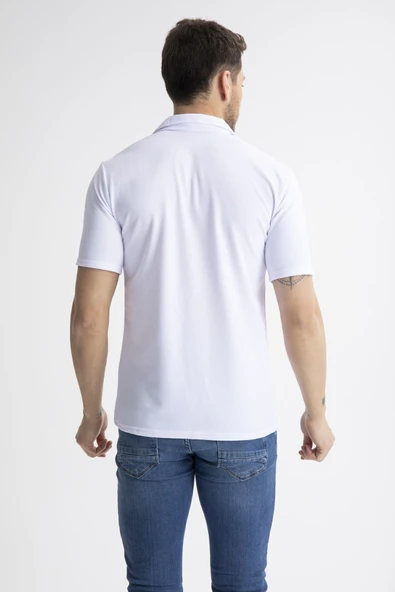 Mero Life Erkek Beyaz Slim Fit Yazlık Kısa Kol Apaş Yaka Pamuklu Kumaş Gömlek - 7