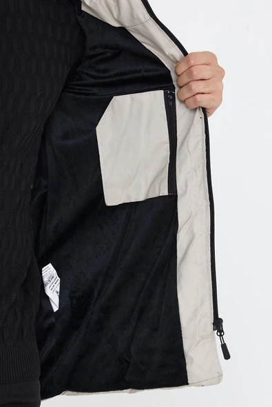 Mero Life Erkek Taş Dar Kesim Kapüşonlu Dik Yaka Şişme Kaban & Mont - 4