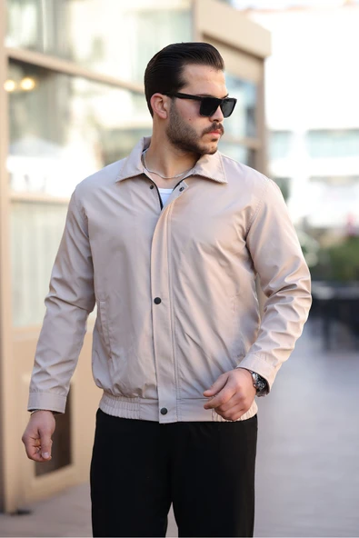 Mero Life Erkek Taş Su ve Rüzgar Geçirmez Oversize Rahat Kesim Bel Lastikli Astarlı Mevsimlik Mont - 3