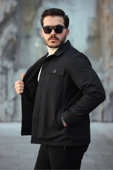 Mero Life Erkek Siyah Astarlı Mevsimlik Ceket & Mont - 2