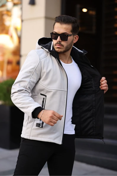 Mero Life Outdoor Kapüşonlu Su Ve Rüzgar Geçirmez Kapitone Içi Kürklü Elyaf Dolgulu Taş Rengi Softshell Mont - 2