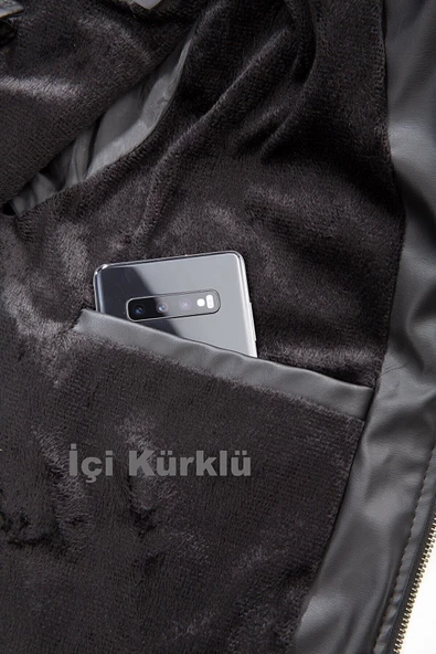 Mero Life Erkek Siyah Dar Kesim Kapüşonlu Bel Lastikli Ribanalı Deri Ceket & Mont - 2