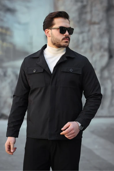 Mero Life Erkek Siyah Astarlı Mevsimlik Ceket & Mont - 3