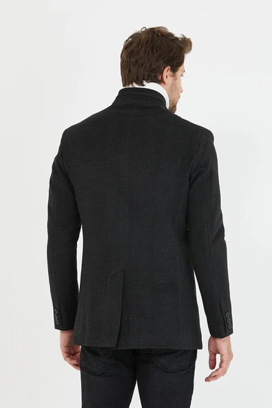 Mero Life Erkek Antrasit Yeni Sezon Kısa Kaşe Kaban - 6