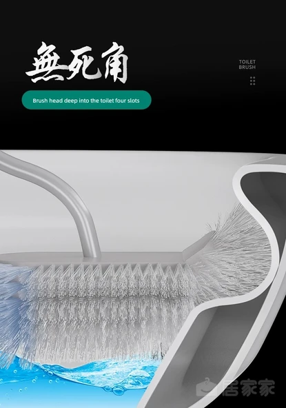 Uzun Saplı Duvara Monte Kancalı Tuvalet Fırçası - Mavi (2 Adet) - Resim 9