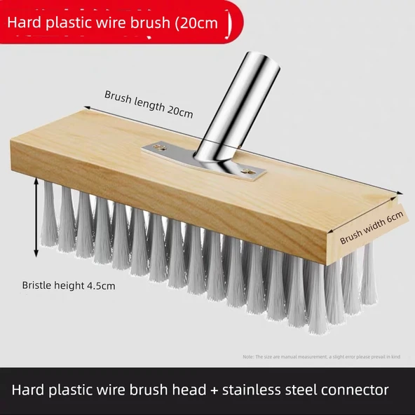 Paslanmaz Çelik Telli Yer Fırçası - (Plastik Telli) 20cm Fırça Başlığı + Demir