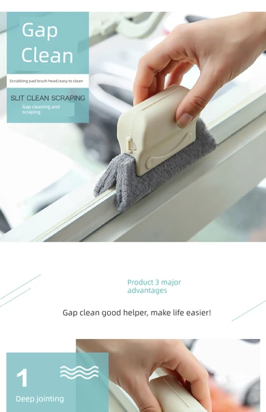 Pencere Kanalı Temizleme Fırçası - 2 Adet Kanal Fırçası + 1 Adet Aralık Fırçası - Resim 11