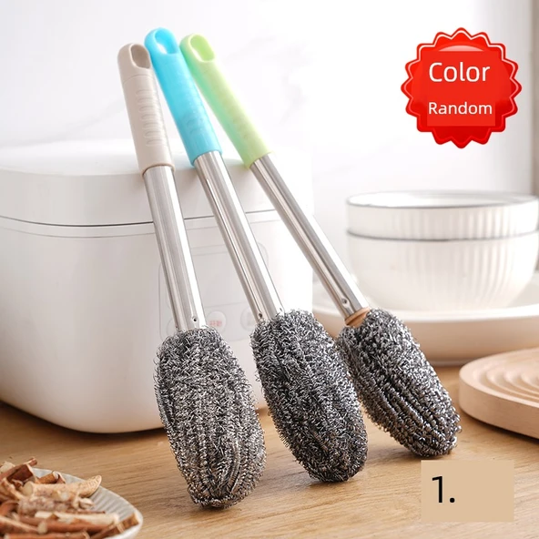 Çelik Telli Bulaşık Fırçası - Uzun Saplı - Tekli Paket
