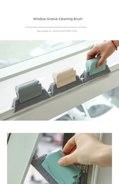 Pencere Kanalı Temizleme Fırçası - 2 Adet Kanal Fırçası + 1 Adet Aralık Fırçası - Resim 9