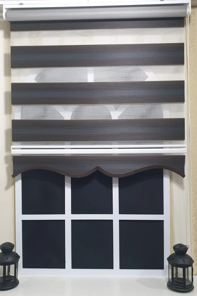 StorBurada Pliseli Zebra Stor Kahverengi Renk Geçişli Etek Dilimli ST 023  Kahverengi 180 x 200 - Resim 3