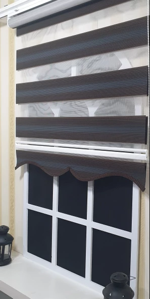 StorBurada Pliseli Zebra Stor Kahverengi Renk Geçişli Etek Dilimli ST 023  Kahverengi 180 x 200 ürün görseli 1