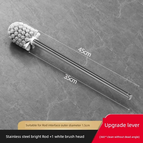 WC Fırçası Seti - Krom Kaplama Paslanmaz Çelik 35cm +1 Beyaz Başlık