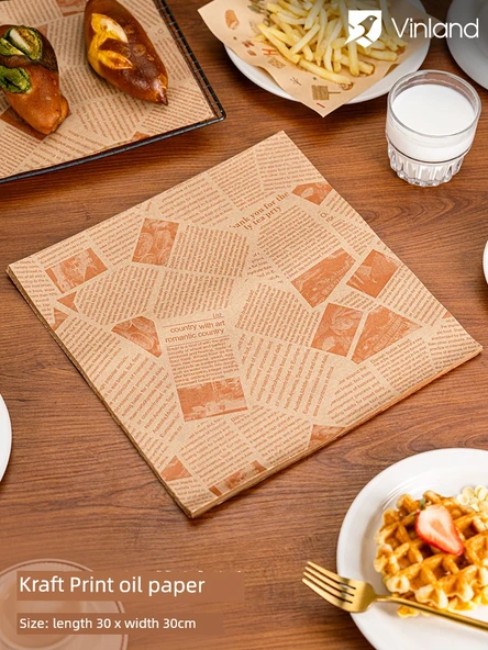 Yağ Emici Barbekü Kağıdı - 30x30 Kraft Baskılı 100 Adet