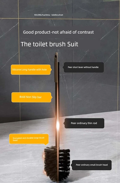 Deliksiz Duvara Monte Tuvalet Fırçası Seti - Yabai Uzun Raflı - Resim 8