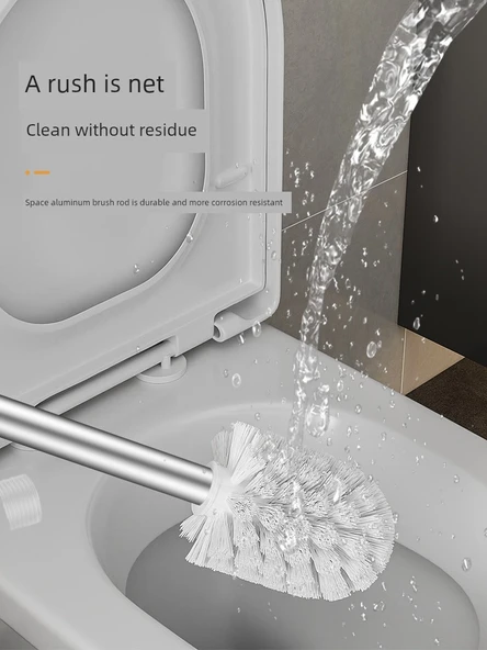 WC Fırçası Seti - Krom Kaplama Paslanmaz Çelik 35cm +1 Beyaz Başlık - 6