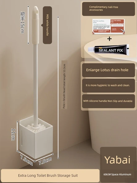 Deliksiz Duvara Monte Tuvalet Fırçası Seti - Yabai Ekstra Uzun