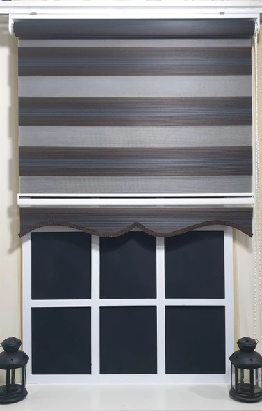 StorBurada Pliseli Zebra Stor Kahverengi Renk Geçişli Etek Dilimli ST 023  Kahverengi 180 x 200 - Resim 4