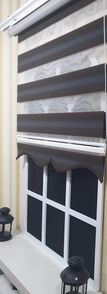 Pliseli Zebra Stor Kahverengi Renk Geçişli Etek Dilimli ST 023  Kahverengi 190 x 200