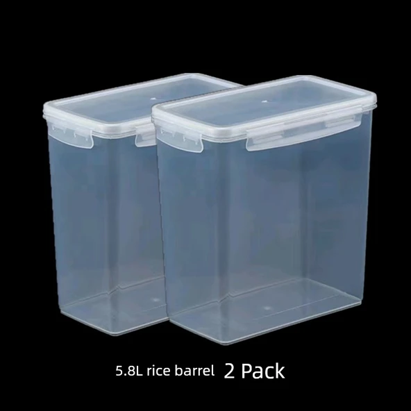 Japon Tarzı Kapaklı Plastik Pirinç Saklama Kabı 5.8L - 2'li Paket