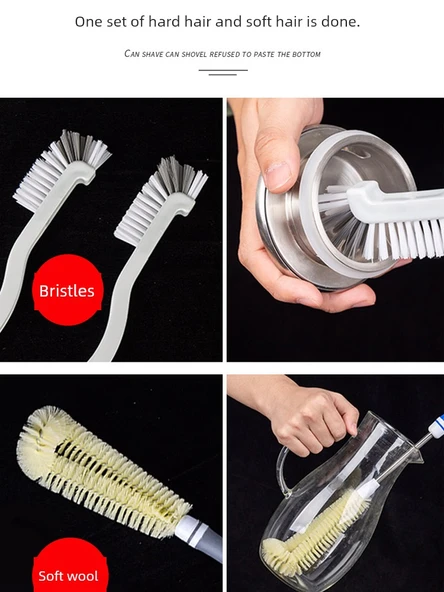 Fırça Seti - Siyah Fırça, Kıl Dirsek Fırçası, Kısa Saplı Bardak Fırçası (3 Parça) - Resim 2