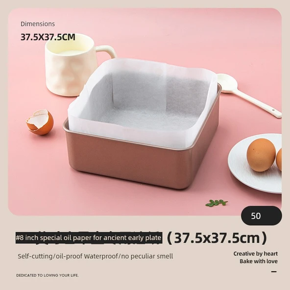 Kare Fırın Tepsisi Kek Kalıbı Yağlı Kağıdı - 8 inç (20 cm) - 50 Adet